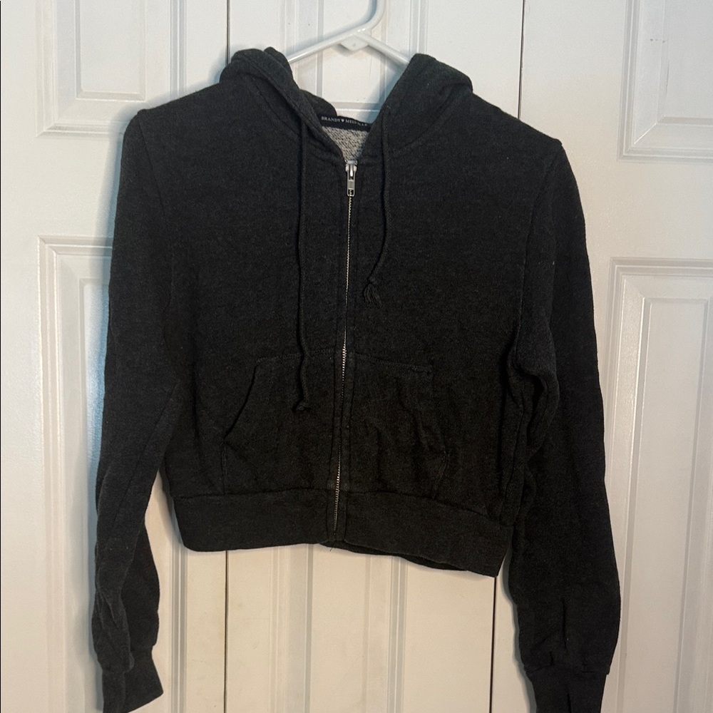 Brandy Melville Crop Charcoal Gray Hoodie